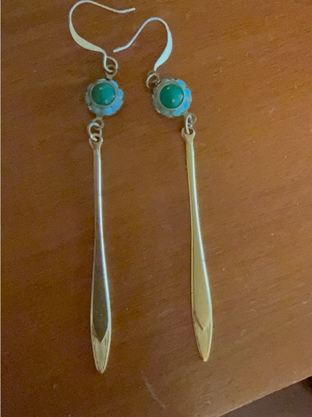 Green Stone Drop Dangle Earrings